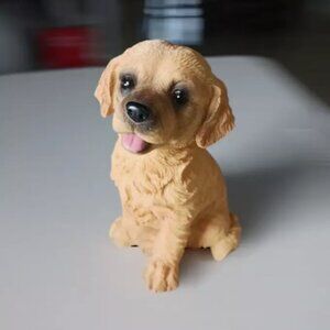 Golden Retriever Figurine Sitting Dog Nicely Detailed Statue Resin 6” Tall